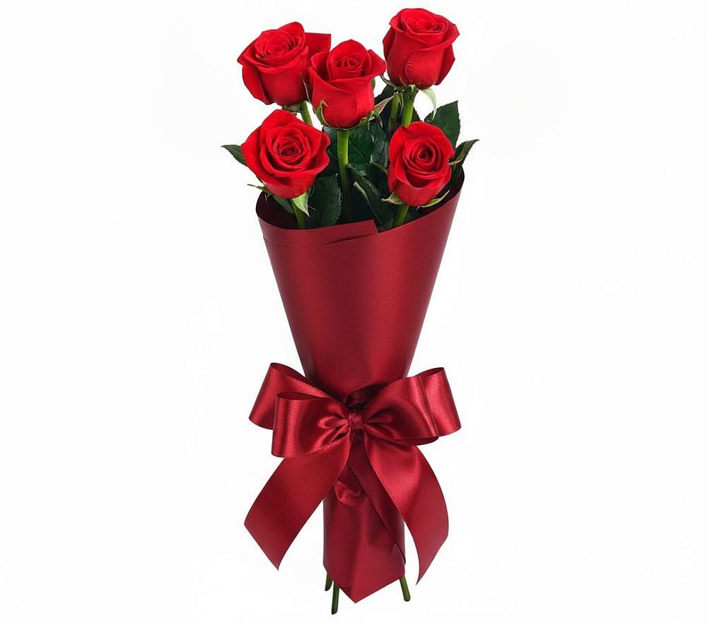 Букет 5 Красных роз Эдлесс Лав в ВНИИССе