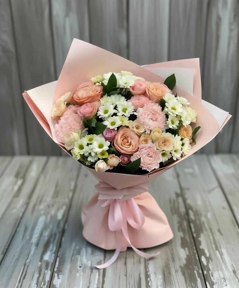 Букет цветов из: Гвоздики, Розы и Хризантемы в ВНИИССе