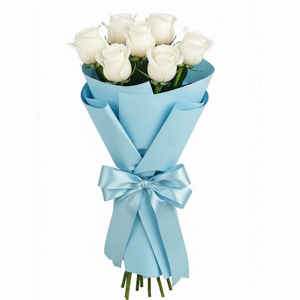 Букет 7 белых роз Проуд в ВНИИССе