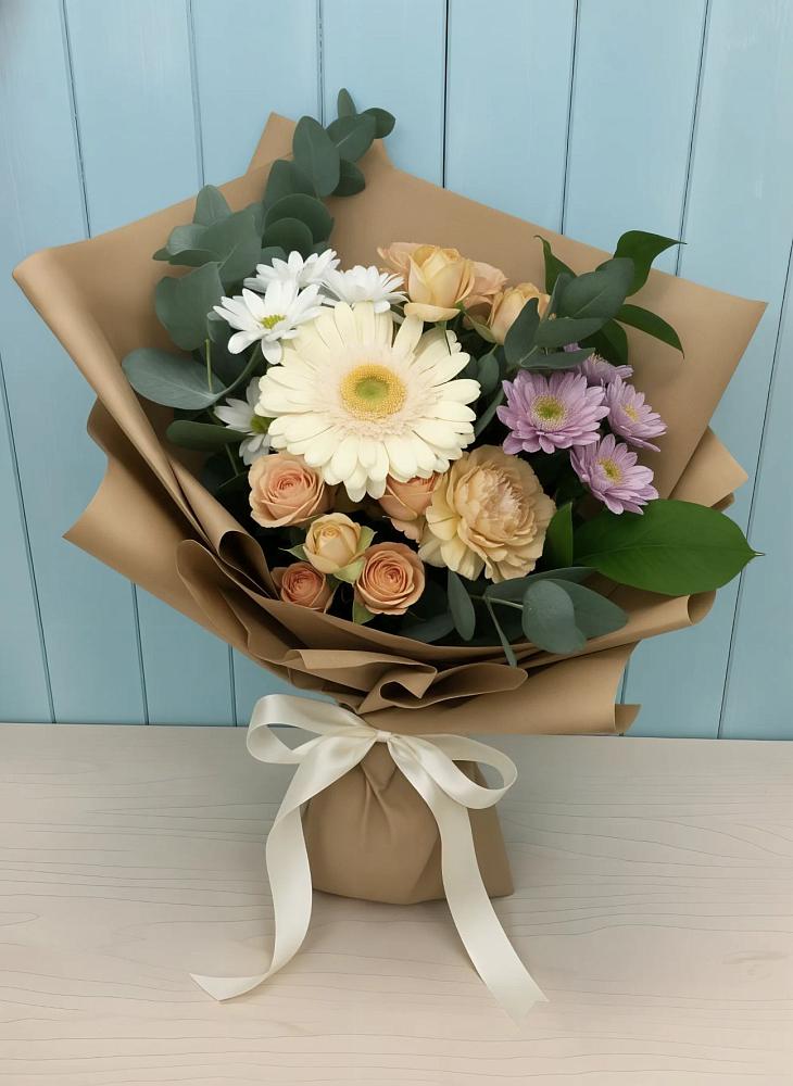Букет цветов из: Герберы и Хризантемы в ВНИИССе