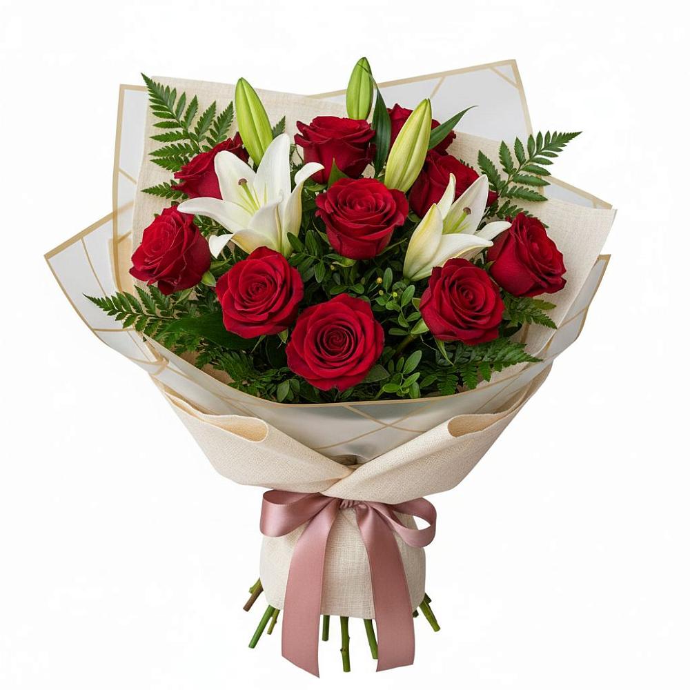 Букет цветов из: Лилии и Розы в ВНИИССе