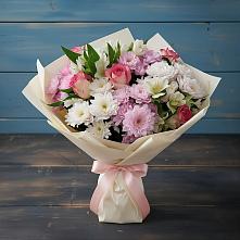 Букет цветов из:  Хризантемы, Альстромерии и Розы #REPLACE_PRED# ВНИИССе