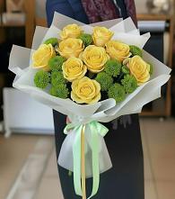 Букет цветов из:  Хризантемы и Розы в ВНИИССе