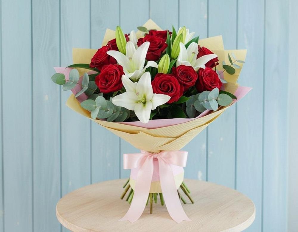 Букет цветов из: Лилии и Розы в ВНИИССе